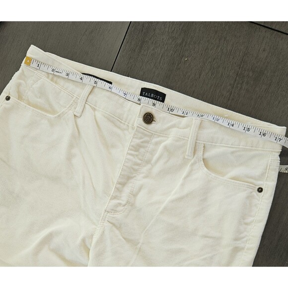 Talbots Cream Off White Straight Leg Corduroy Pants Jeans Women's 12 Stretch - Picture 6 of 8